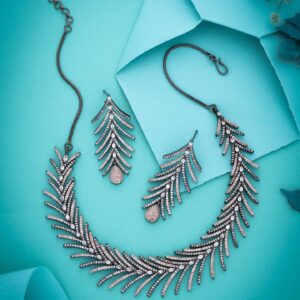 Rhodium Plated Premium Mix Combination White AD Necklace set