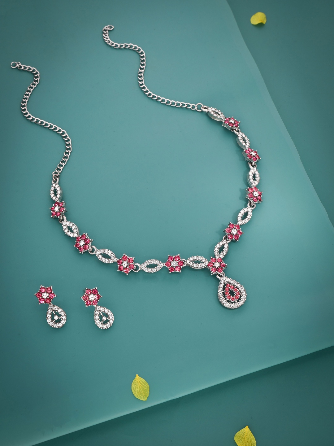 Sparkling Elegance Silver AD Handcrafted Necklace Set