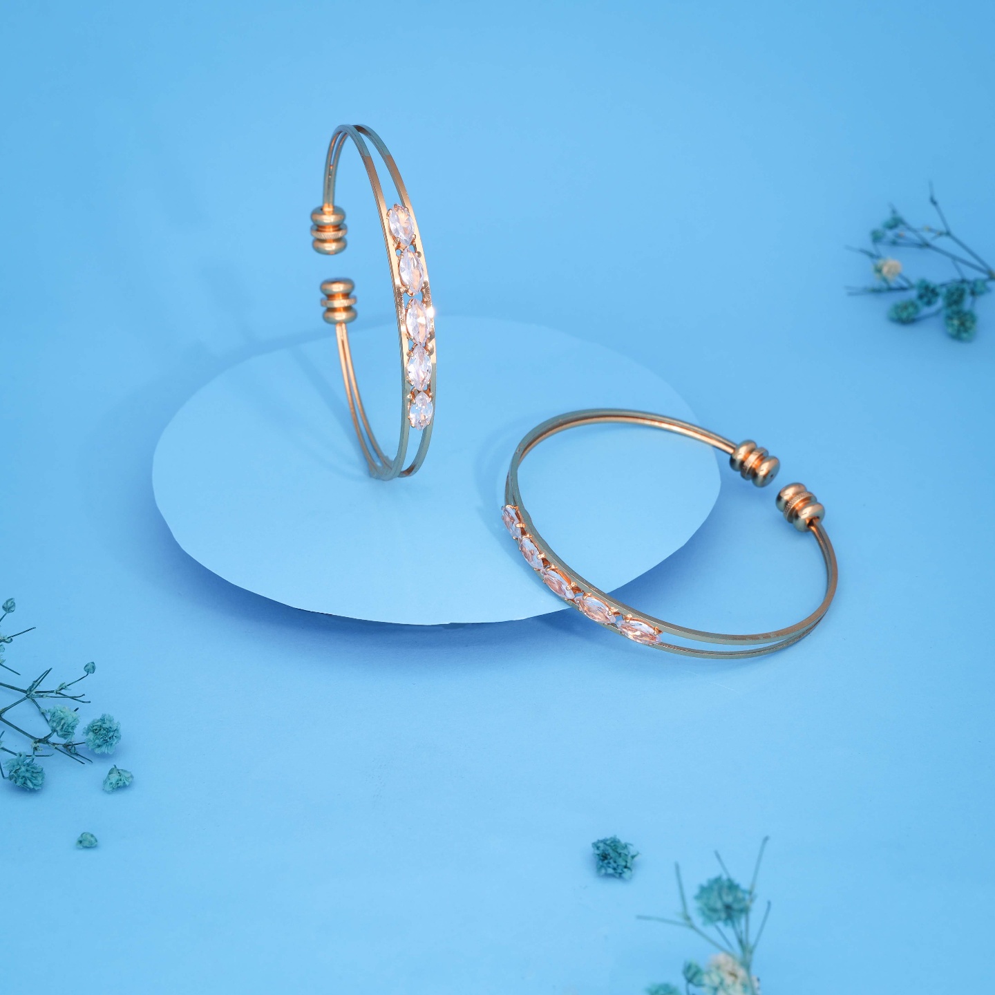 Gold Plated Crystal Zirconia Studded Minimal Bracelet