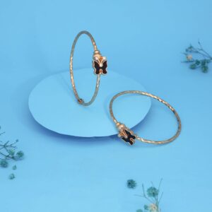 Butterfly Design Gold Polish with White AD Studded Bangle Bracelet