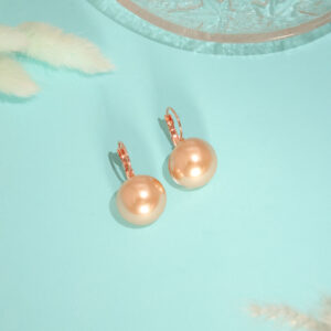 Classy Rose Gold Tone Gold Pearl Stud Earrings