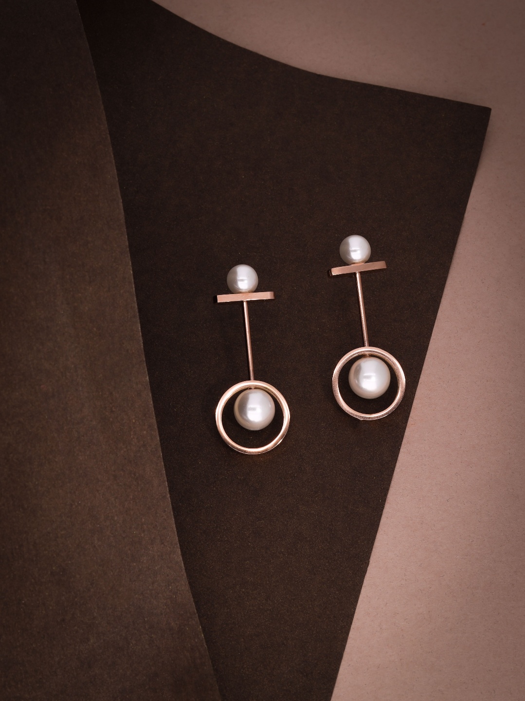 Designer Rose Gold Polish Stud Earrings