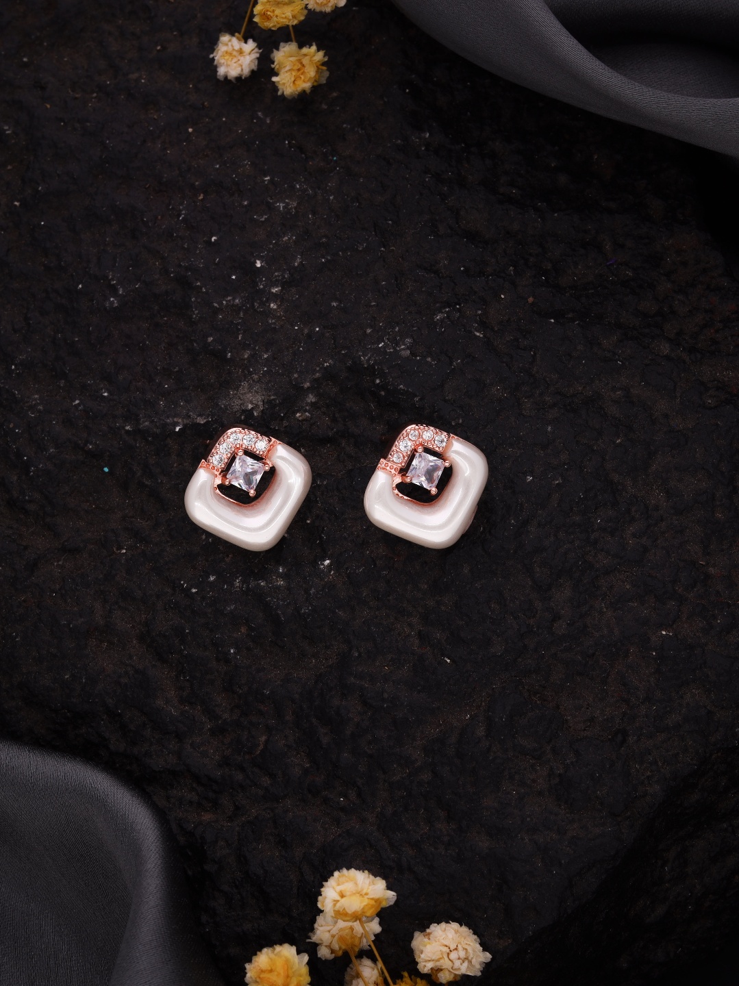 Stylish Korean Rose Gold Earrings with Vibrant Colors