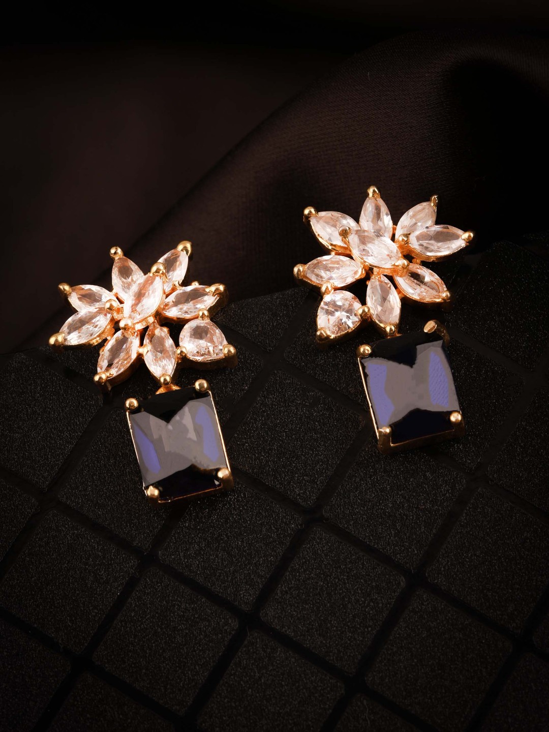 Finish Double Drop White AD Earrings for Special Occasions